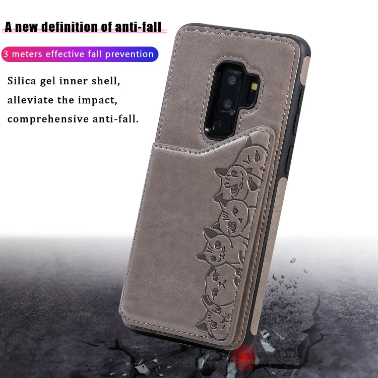 Six Cats Embossing Pattern Protective Case with Holder & Card Slots & Photo Frame, For Galaxy S9+, For Galaxy S9, For Galaxy S10 5G