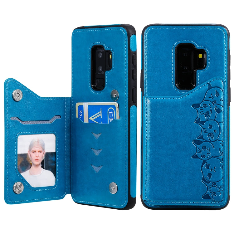 Six Cats Embossing Pattern Protective Case with Holder & Card Slots & Photo Frame, For Galaxy S9+, For Galaxy S9, For Galaxy S10 5G