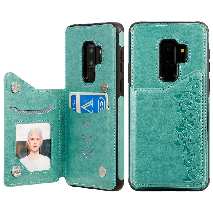 Six Cats Embossing Pattern Protective Case with Holder & Card Slots & Photo Frame, For Galaxy S9+, For Galaxy S9, For Galaxy S10 5G