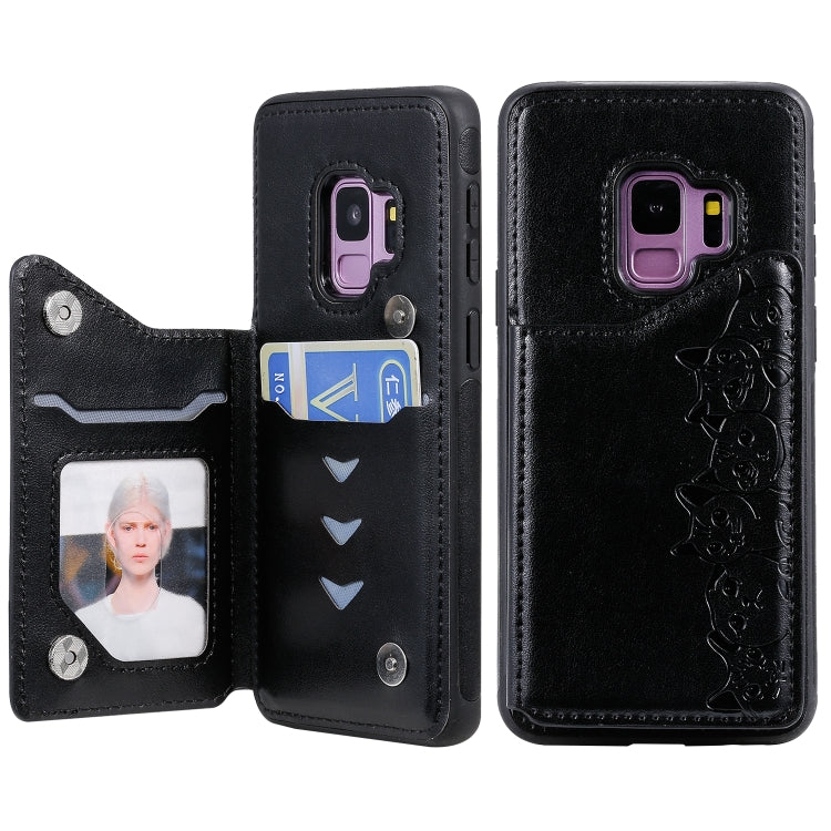Six Cats Embossing Pattern Protective Case with Holder & Card Slots & Photo Frame, For Galaxy S9+, For Galaxy S9, For Galaxy S10 5G