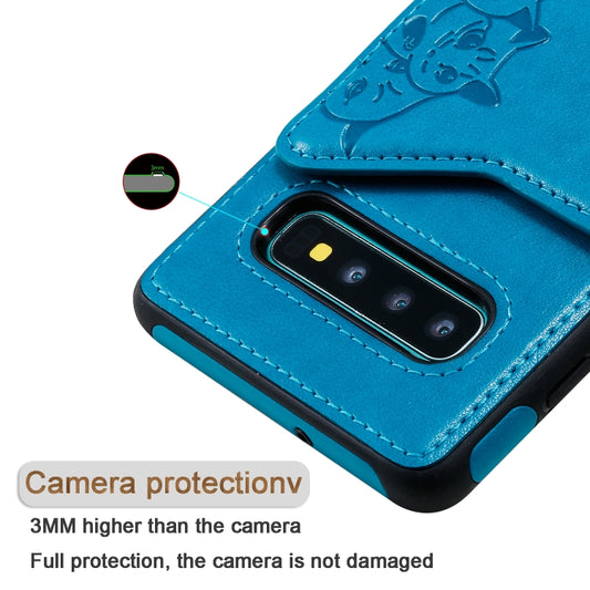 Samsung S10 S10+ protective case with card slots and cat design detail view