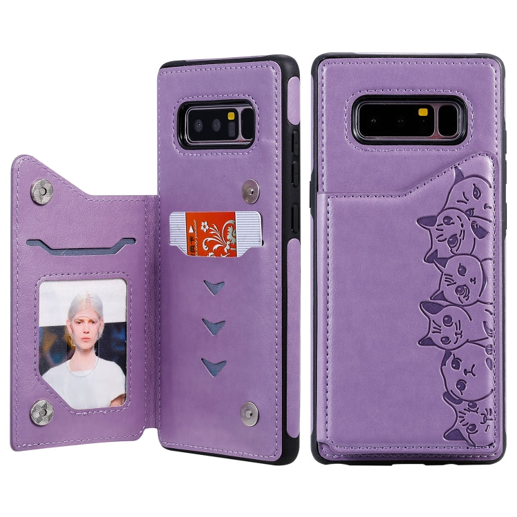 For Galaxy Note 8 Six Cats Embossing Pattern Protective Case with Holder & Card Slots & Photo Frame, For Samsung Galaxy Note 8