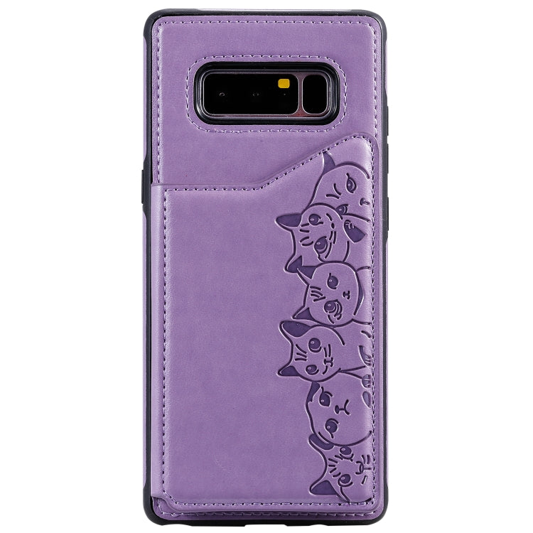 For Galaxy Note 8 Six Cats Embossing Pattern Protective Case with Holder & Card Slots & Photo Frame, For Samsung Galaxy Note 8