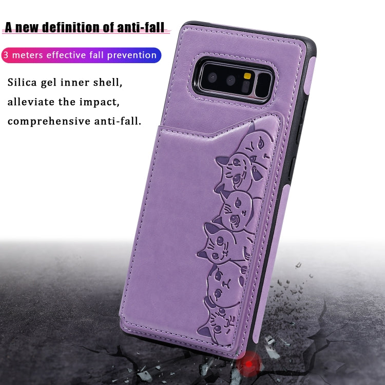 For Galaxy Note 8 Six Cats Embossing Pattern Protective Case with Holder & Card Slots & Photo Frame, For Samsung Galaxy Note 8