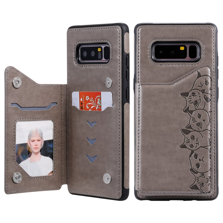 For Galaxy Note 8 Six Cats Embossing Pattern Protective Case with Holder & Card Slots & Photo Frame, For Samsung Galaxy Note 8