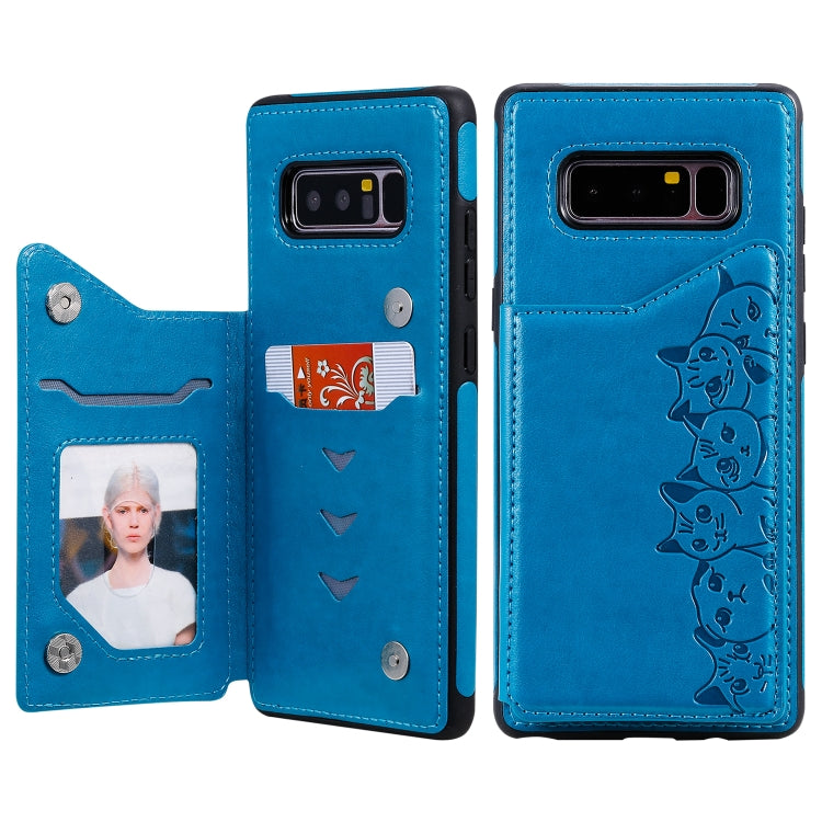 For Galaxy Note 8 Six Cats Embossing Pattern Protective Case with Holder & Card Slots & Photo Frame, For Samsung Galaxy Note 8