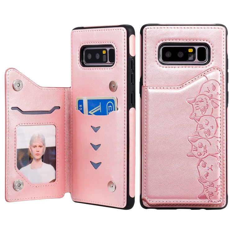 For Galaxy Note 8 Six Cats Embossing Pattern Protective Case with Holder & Card Slots & Photo Frame, For Samsung Galaxy Note 8
