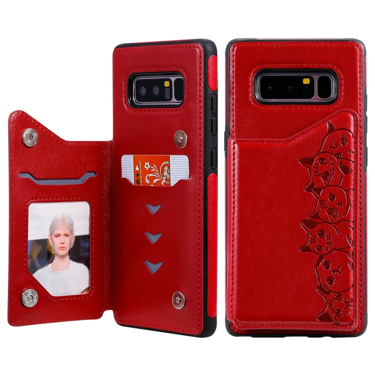 For Galaxy Note 8 Six Cats Embossing Pattern Protective Case with Holder & Card Slots & Photo Frame, For Samsung Galaxy Note 8
