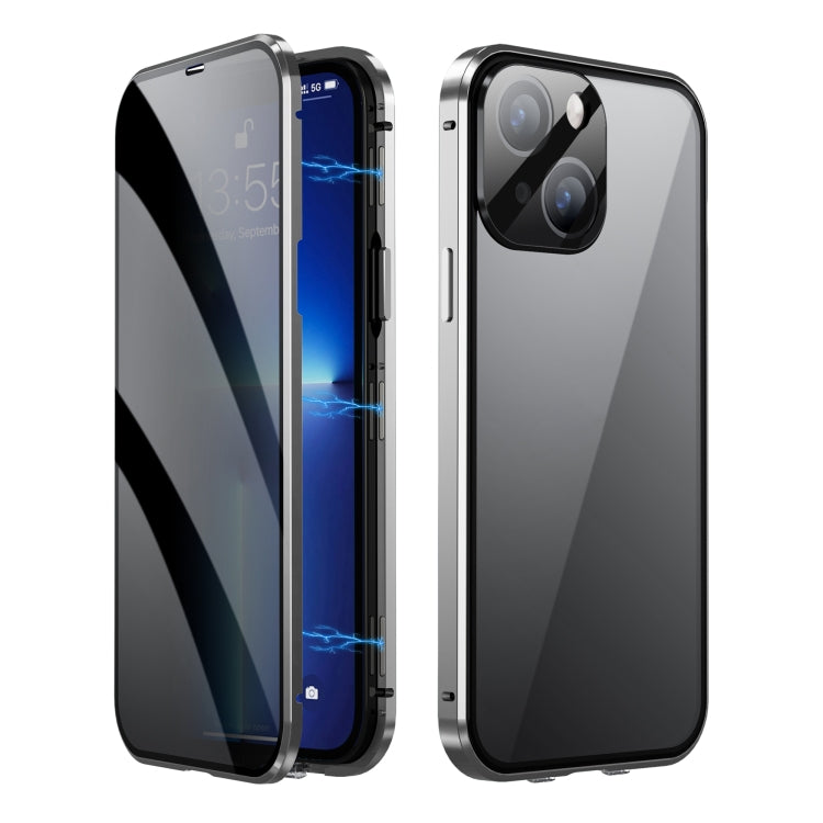 Dual-Lock Anti-peeping Glass 360 Full Body Frosted Magnetic Phone Case, For iPhone 14 Plus