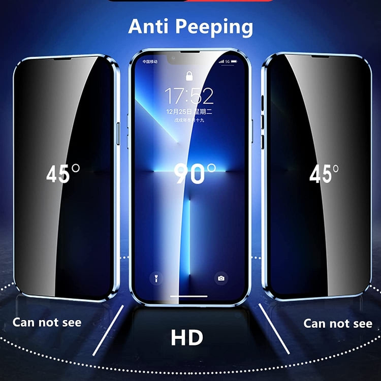 Dual-Lock Anti-peeping Glass 360 Full Body Frosted Magnetic Phone Case, For iPhone 14 Plus