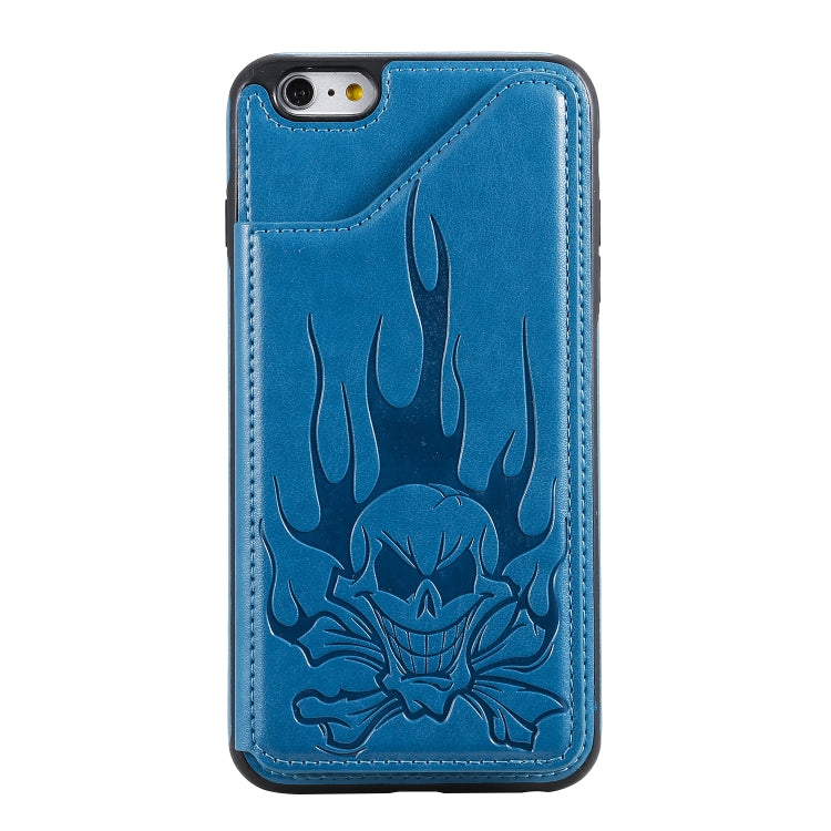 Skull Head Embossing Pattern Shockproof Protective Case with Holder & Card Slots & Wallet, For iPhone 6s / 6, For iPhone 6s Plus / 6 Plus, For iPhone SE 2022 / SE 2020 / 8 / 7, For iPhone 8 Plus / 7 Plus