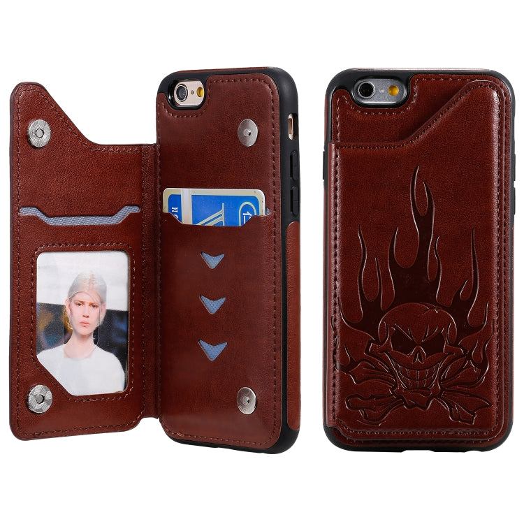 Skull Head Embossing Pattern Shockproof Protective Case with Holder & Card Slots & Wallet, For iPhone 6s / 6, For iPhone 6s Plus / 6 Plus, For iPhone SE 2022 / SE 2020 / 8 / 7, For iPhone 8 Plus / 7 Plus