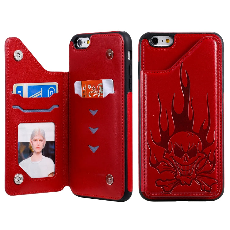 Skull Head Embossing Pattern Shockproof Protective Case with Holder & Card Slots & Wallet, For iPhone 6s / 6, For iPhone 6s Plus / 6 Plus, For iPhone SE 2022 / SE 2020 / 8 / 7, For iPhone 8 Plus / 7 Plus