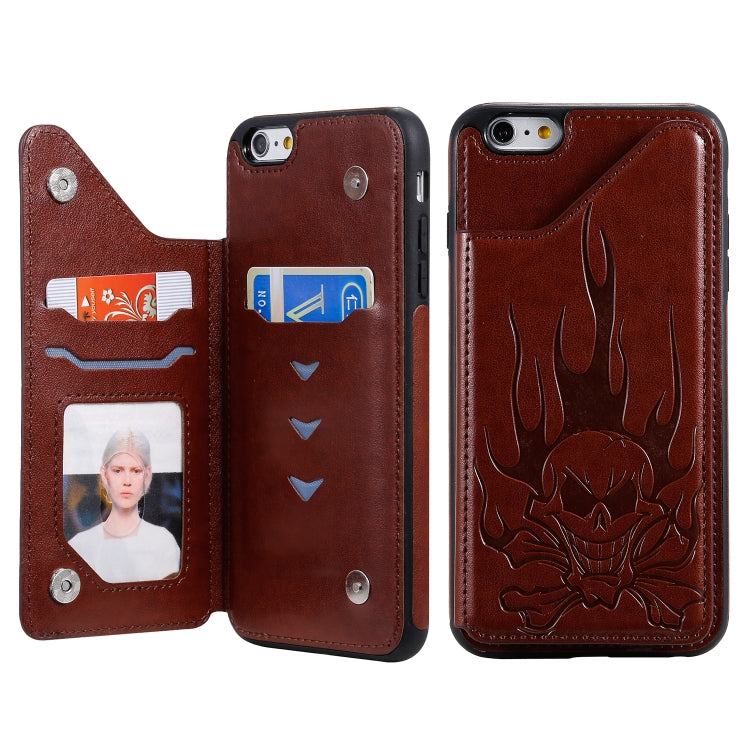 Skull Head Embossing Pattern Shockproof Protective Case with Holder & Card Slots & Wallet, For iPhone 6s / 6, For iPhone 6s Plus / 6 Plus, For iPhone SE 2022 / SE 2020 / 8 / 7, For iPhone 8 Plus / 7 Plus