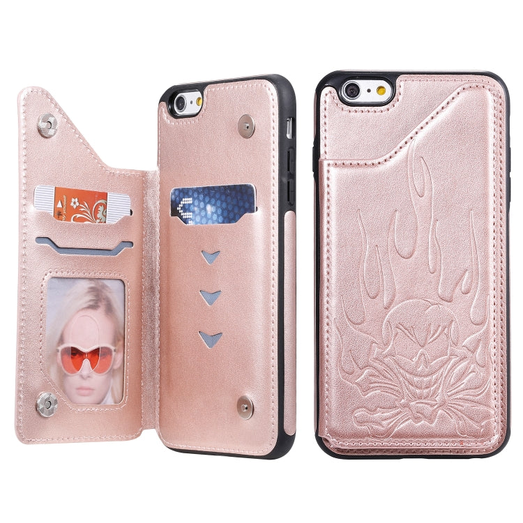 Skull Head Embossing Pattern Shockproof Protective Case with Holder & Card Slots & Wallet, For iPhone 6s / 6, For iPhone 6s Plus / 6 Plus, For iPhone SE 2022 / SE 2020 / 8 / 7, For iPhone 8 Plus / 7 Plus