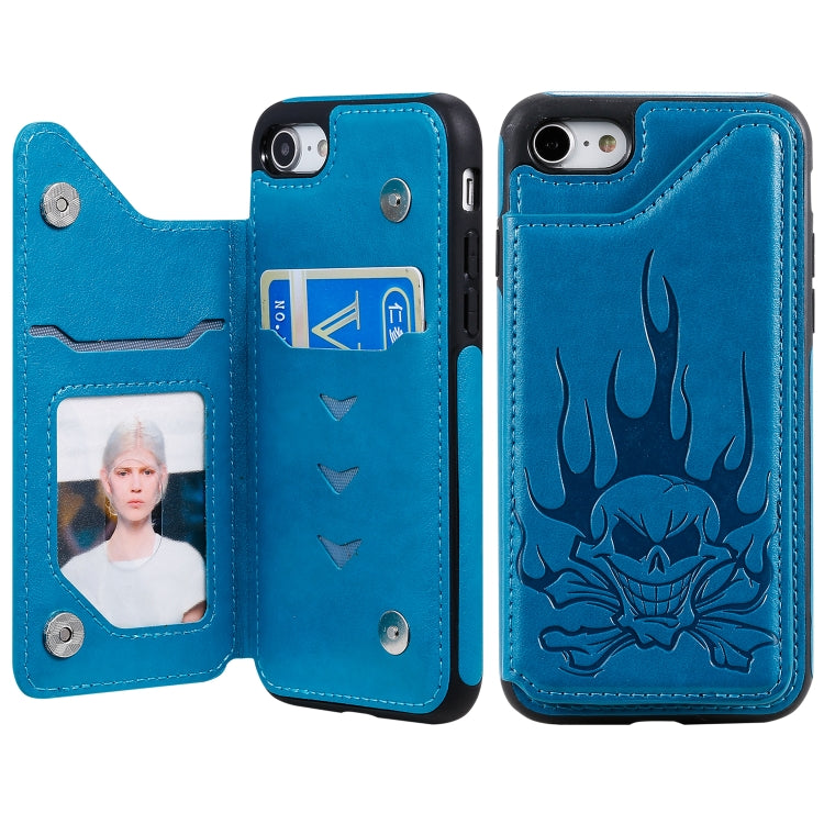Skull Head Embossing Pattern Shockproof Protective Case with Holder & Card Slots & Wallet, For iPhone 6s / 6, For iPhone 6s Plus / 6 Plus, For iPhone SE 2022 / SE 2020 / 8 / 7, For iPhone 8 Plus / 7 Plus