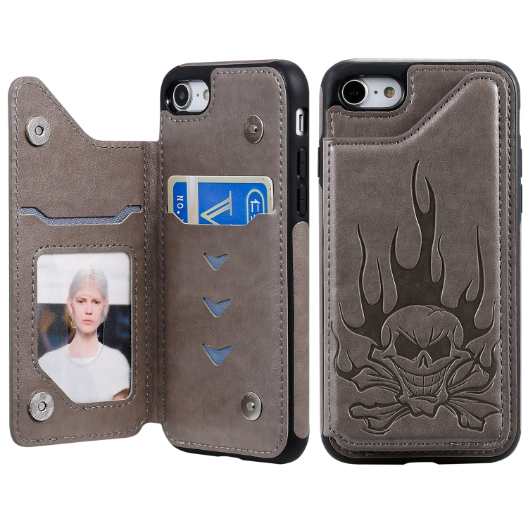 Skull Head Embossing Pattern Shockproof Protective Case with Holder & Card Slots & Wallet, For iPhone 6s / 6, For iPhone 6s Plus / 6 Plus, For iPhone SE 2022 / SE 2020 / 8 / 7, For iPhone 8 Plus / 7 Plus