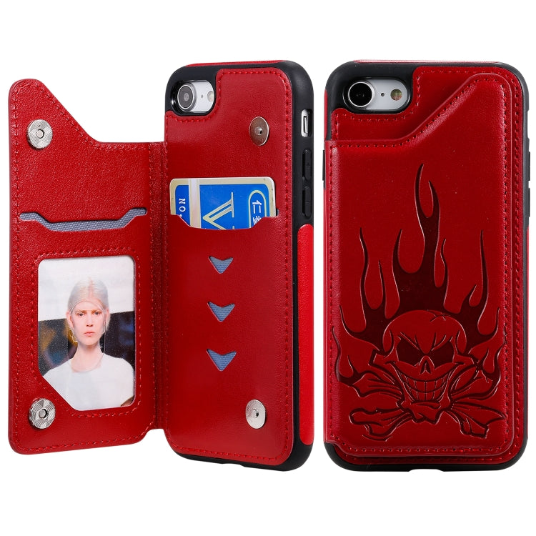 Skull Head Embossing Pattern Shockproof Protective Case with Holder & Card Slots & Wallet, For iPhone 6s / 6, For iPhone 6s Plus / 6 Plus, For iPhone SE 2022 / SE 2020 / 8 / 7, For iPhone 8 Plus / 7 Plus