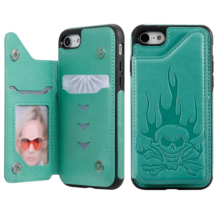 Skull Head Embossing Pattern Shockproof Protective Case with Holder & Card Slots & Wallet, For iPhone 6s / 6, For iPhone 6s Plus / 6 Plus, For iPhone SE 2022 / SE 2020 / 8 / 7, For iPhone 8 Plus / 7 Plus