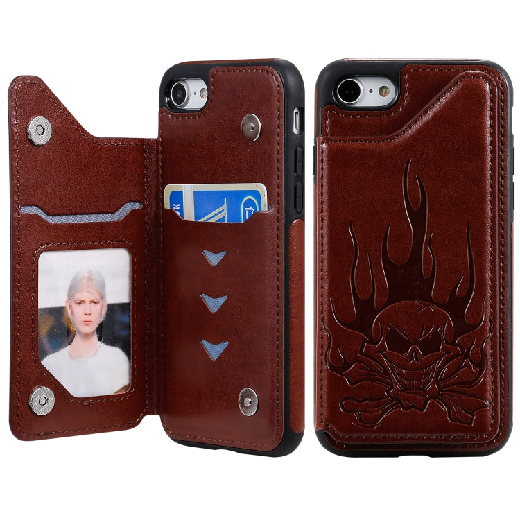 Skull Head Embossing Pattern Shockproof Protective Case with Holder & Card Slots & Wallet, For iPhone 6s / 6, For iPhone 6s Plus / 6 Plus, For iPhone SE 2022 / SE 2020 / 8 / 7, For iPhone 8 Plus / 7 Plus