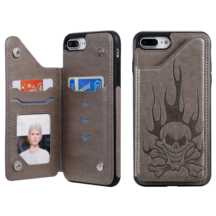 Skull Head Embossing Pattern Shockproof Protective Case with Holder & Card Slots & Wallet, For iPhone 6s / 6, For iPhone 6s Plus / 6 Plus, For iPhone SE 2022 / SE 2020 / 8 / 7, For iPhone 8 Plus / 7 Plus