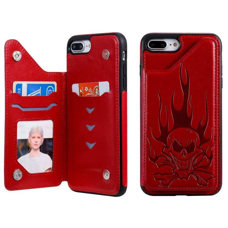 Skull Head Embossing Pattern Shockproof Protective Case with Holder & Card Slots & Wallet, For iPhone 6s / 6, For iPhone 6s Plus / 6 Plus, For iPhone SE 2022 / SE 2020 / 8 / 7, For iPhone 8 Plus / 7 Plus