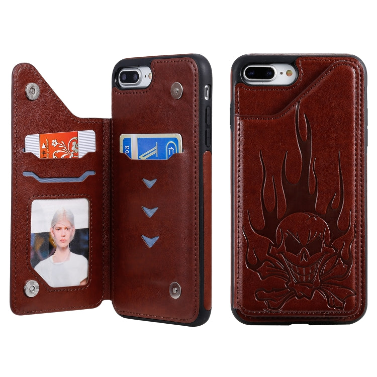 Skull Head Embossing Pattern Shockproof Protective Case with Holder & Card Slots & Wallet, For iPhone 6s / 6, For iPhone 6s Plus / 6 Plus, For iPhone SE 2022 / SE 2020 / 8 / 7, For iPhone 8 Plus / 7 Plus