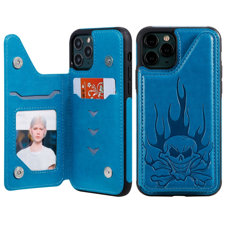 Skull Head Embossing Pattern Shockproof Protective Case with Holder & Card Slots & Wallet, For iPhone 11, For iPhone 11 Pro, For iPhone 11 Pro Max, For iPhone XS / X