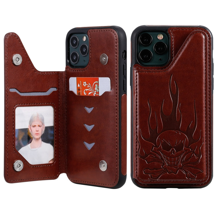 Skull Head Embossing Pattern Shockproof Protective Case with Holder & Card Slots & Wallet, For iPhone 11, For iPhone 11 Pro, For iPhone 11 Pro Max, For iPhone XS / X
