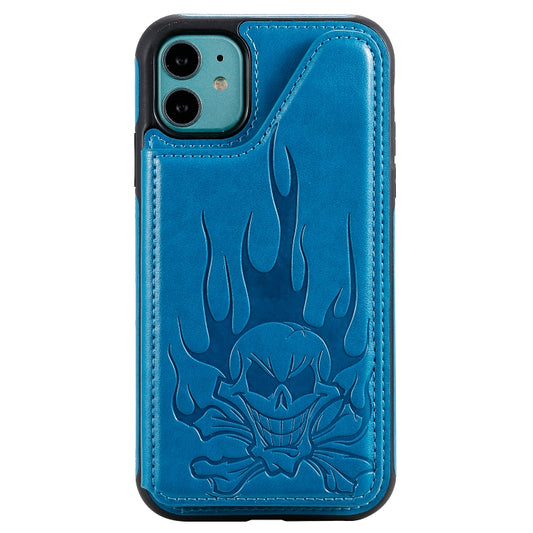 Black skull pattern shockproof case for iPhone 11 front and back view