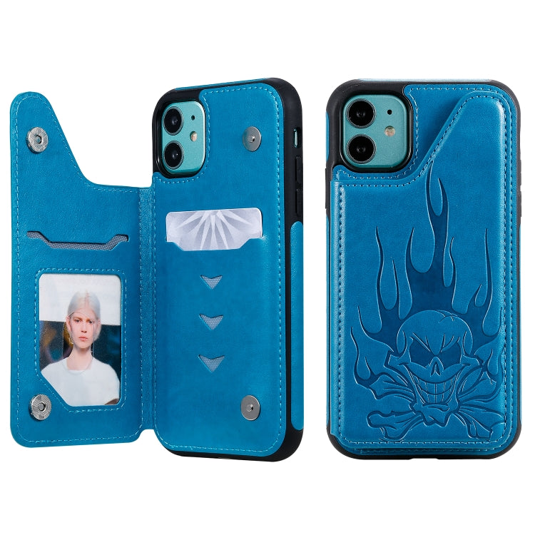 Skull Head Embossing Pattern Shockproof Protective Case with Holder & Card Slots & Wallet, For iPhone 11, For iPhone 11 Pro, For iPhone 11 Pro Max, For iPhone XS / X