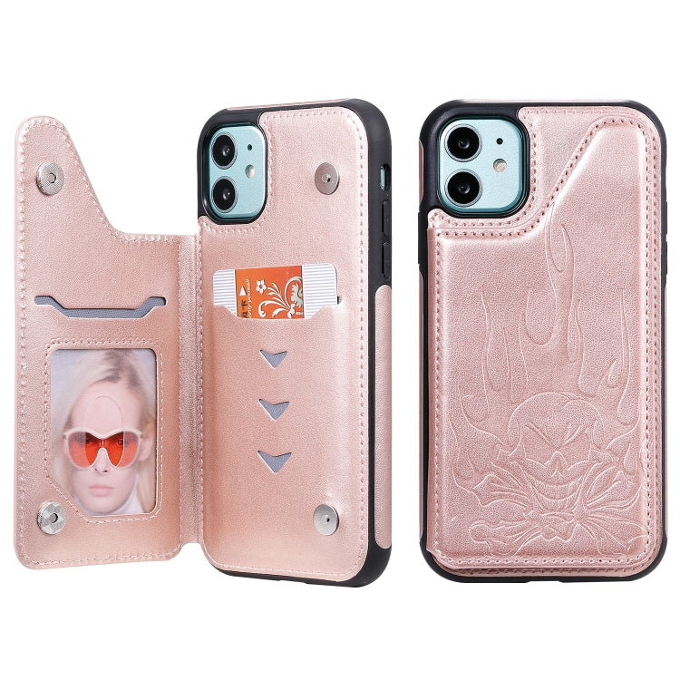 Skull Head Embossing Pattern Shockproof Protective Case with Holder & Card Slots & Wallet, For iPhone 11, For iPhone 11 Pro, For iPhone 11 Pro Max, For iPhone XS / X
