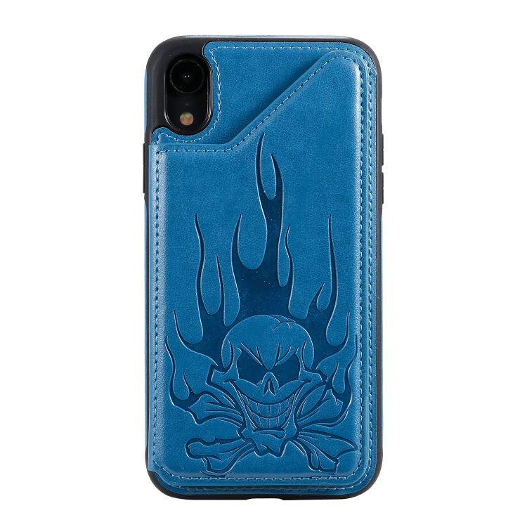 Skull Embossing PU Leather Wallet Case with Card Slots for iPhone XR