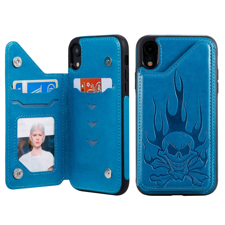 Skull Embossing PU Leather Wallet Case with Card Slots for iPhone XR