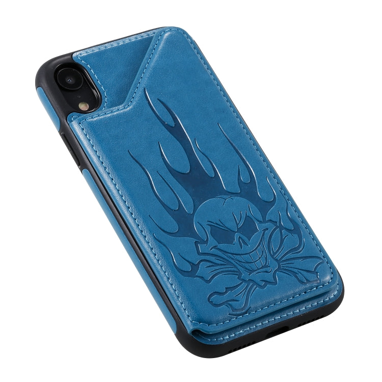 Skull Embossing PU Leather Wallet Case with Card Slots for iPhone XR
