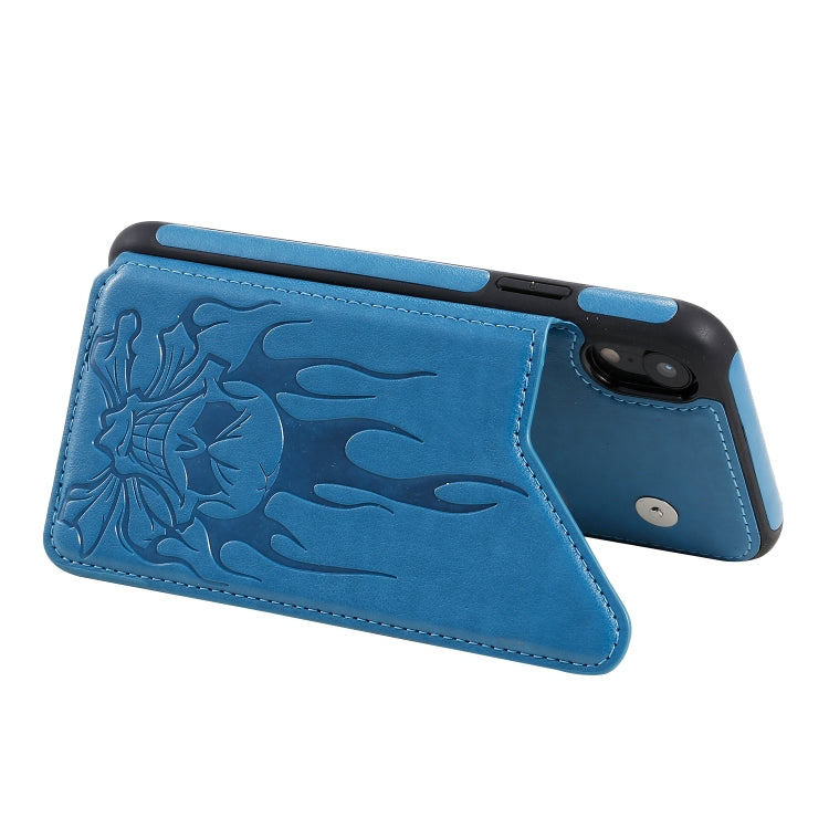 Skull Embossing PU Leather Wallet Case with Card Slots for iPhone XR