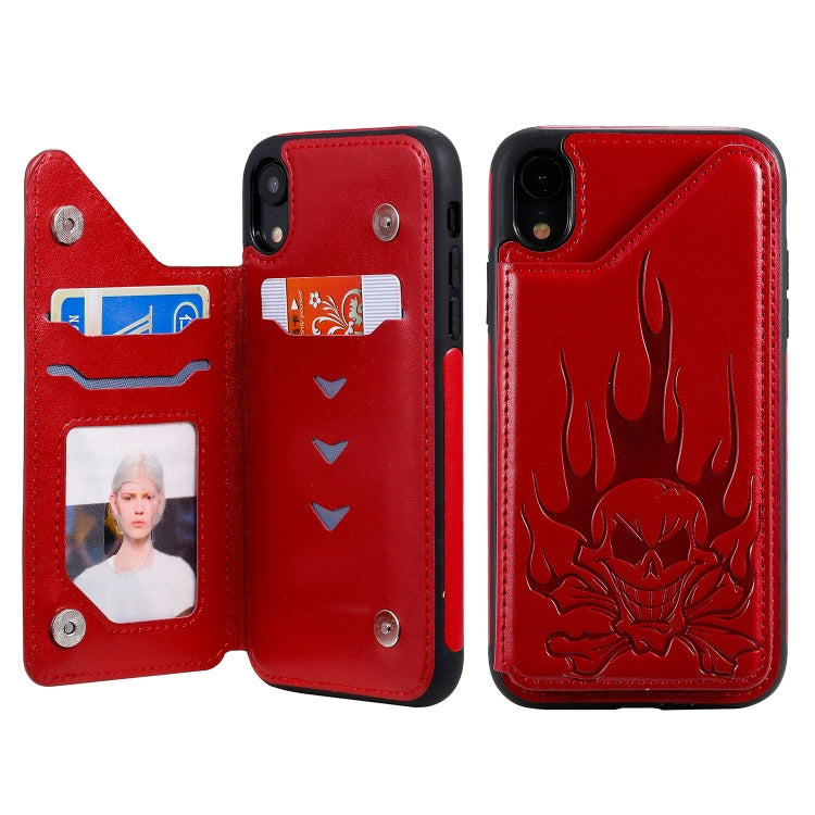 Skull Embossing PU Leather Wallet Case with Card Slots for iPhone XR