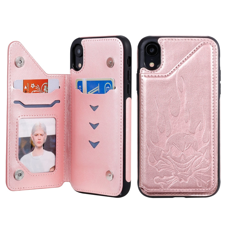 Skull Embossing PU Leather Wallet Case with Card Slots for iPhone XR