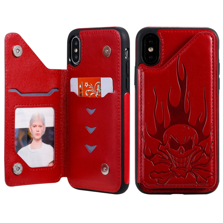 Skull Embossing PU Leather Wallet Case with Card Slots for iPhone XR