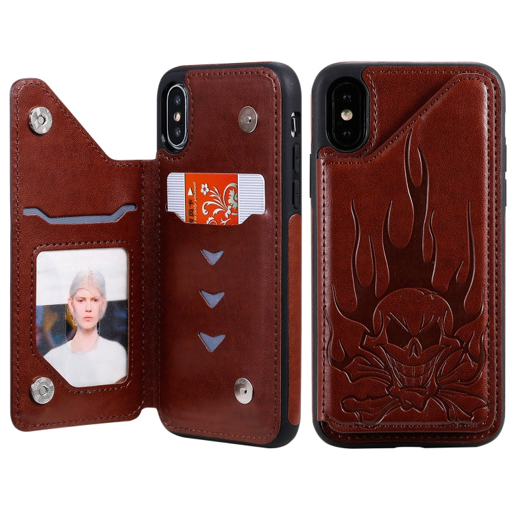 Skull Embossing PU Leather Wallet Case with Card Slots for iPhone XR