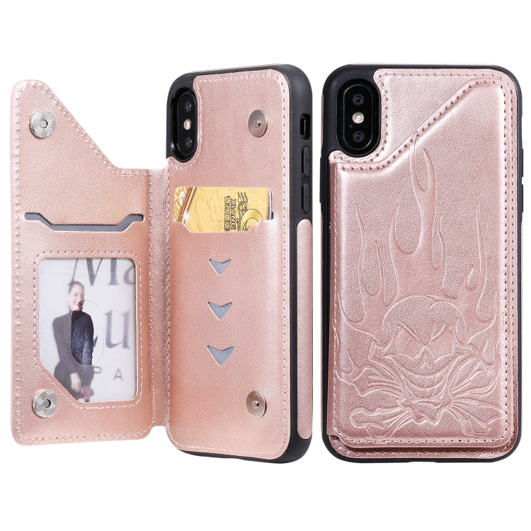 Skull Embossing PU Leather Wallet Case with Card Slots for iPhone XR