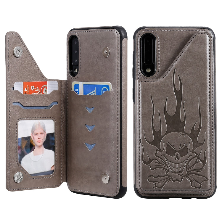 Skull Embossing PU Leather Wallet Case with Card Slots for iPhone XR