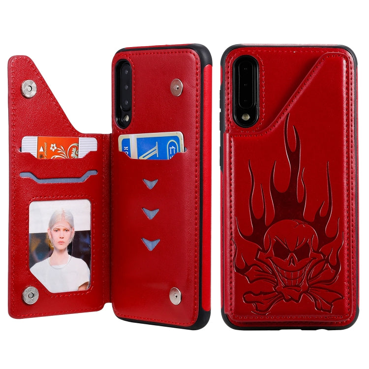 Skull Embossing PU Leather Wallet Case with Card Slots for iPhone XR