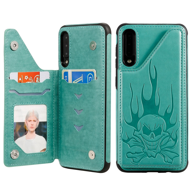 Skull Embossing PU Leather Wallet Case with Card Slots for iPhone XR