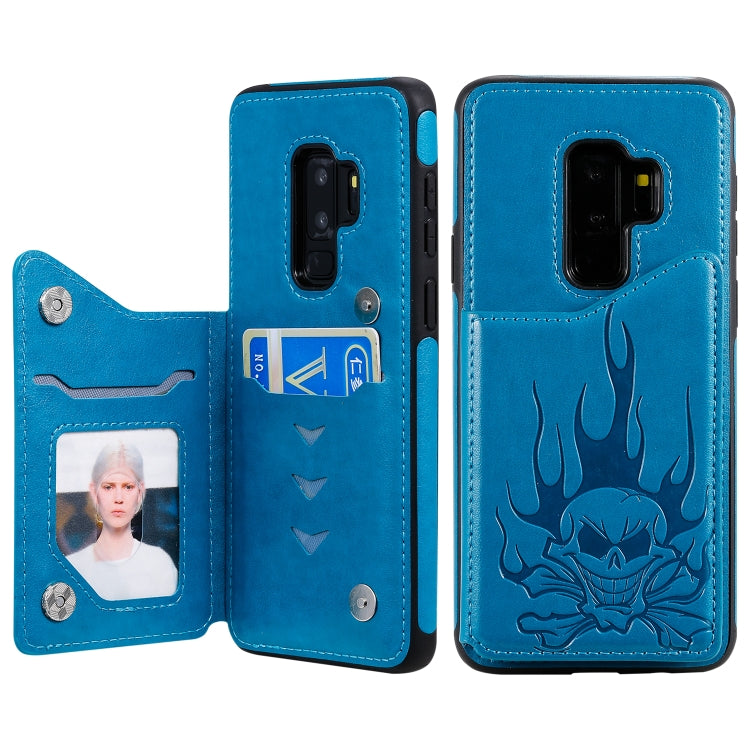 Skull Embossed PU Leather Wallet Case with Card Slots for Samsung Galaxy S9+ S10 S10+