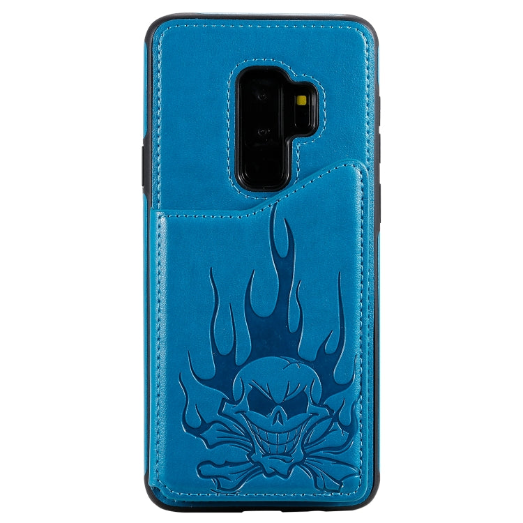 Skull Embossed PU Leather Wallet Case with Card Slots for Samsung Galaxy S9+ S10 S10+