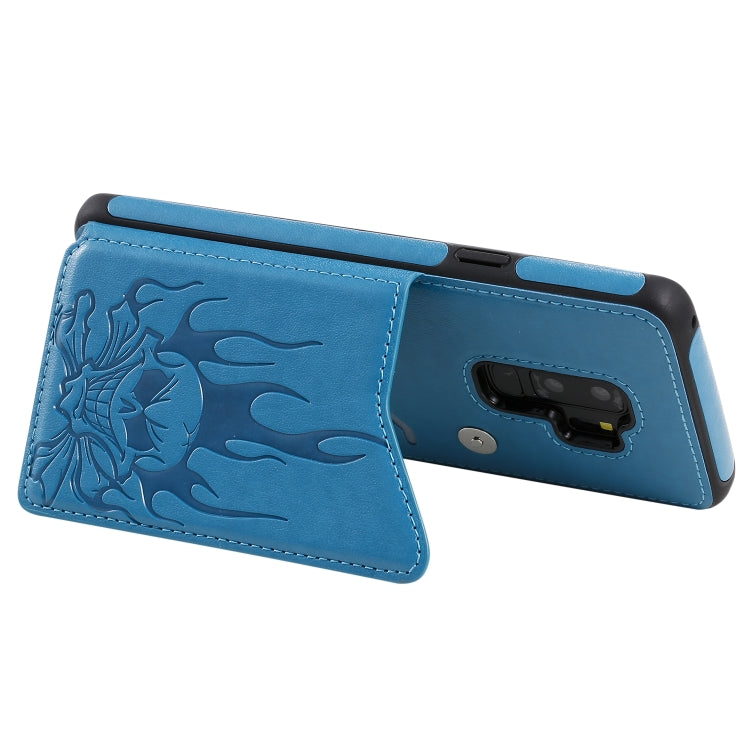 Skull Embossed PU Leather Wallet Case with Card Slots for Samsung Galaxy S9+ S10 S10+