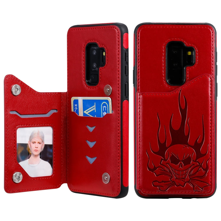 Skull Embossed PU Leather Wallet Case with Card Slots for Samsung Galaxy S9+ S10 S10+