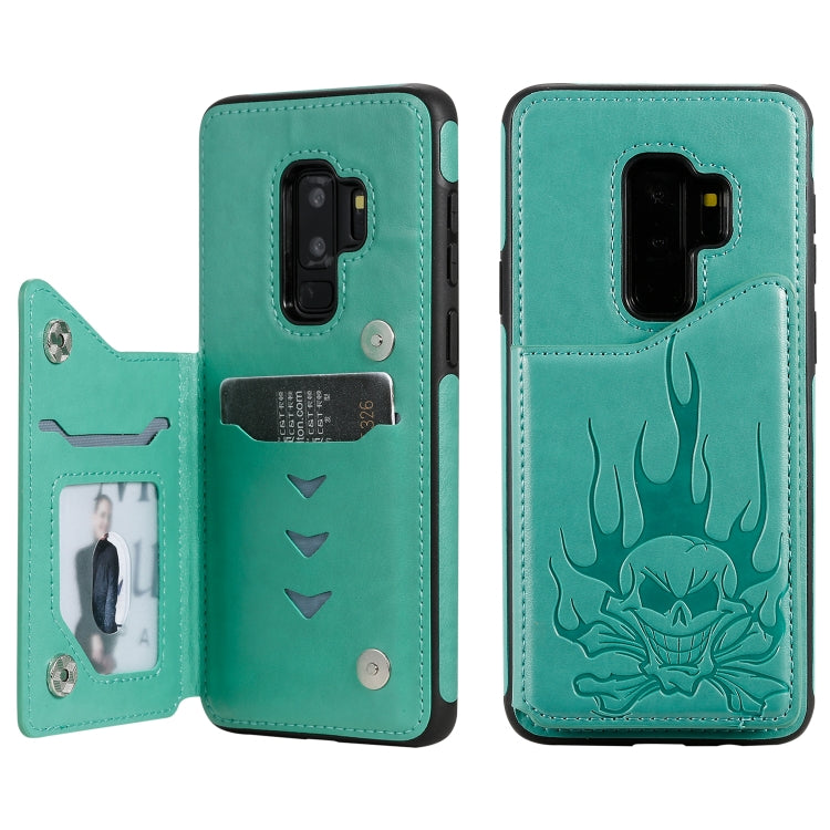 Skull Embossed PU Leather Wallet Case with Card Slots for Samsung Galaxy S9+ S10 S10+