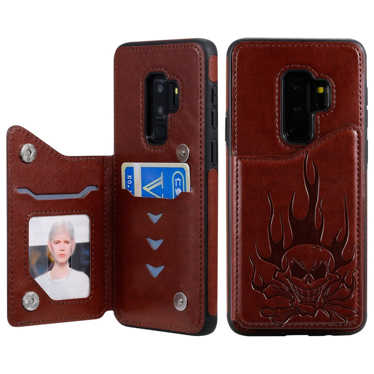 Skull Embossed PU Leather Wallet Case with Card Slots for Samsung Galaxy S9+ S10 S10+